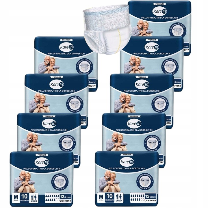 Pieluchomajtki Pampersy Dla Dorosłych Karein Premium zestaw 90 Sztuk r.M