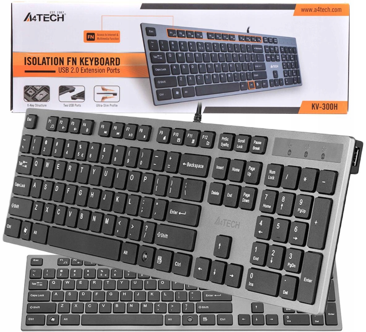 Klawiatura przewodowa A4tech KV-300H Usb szary