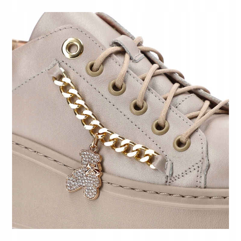 Beżowe Sneakersy Damiss Wygodne Skórzane Buty Rozmiar 41