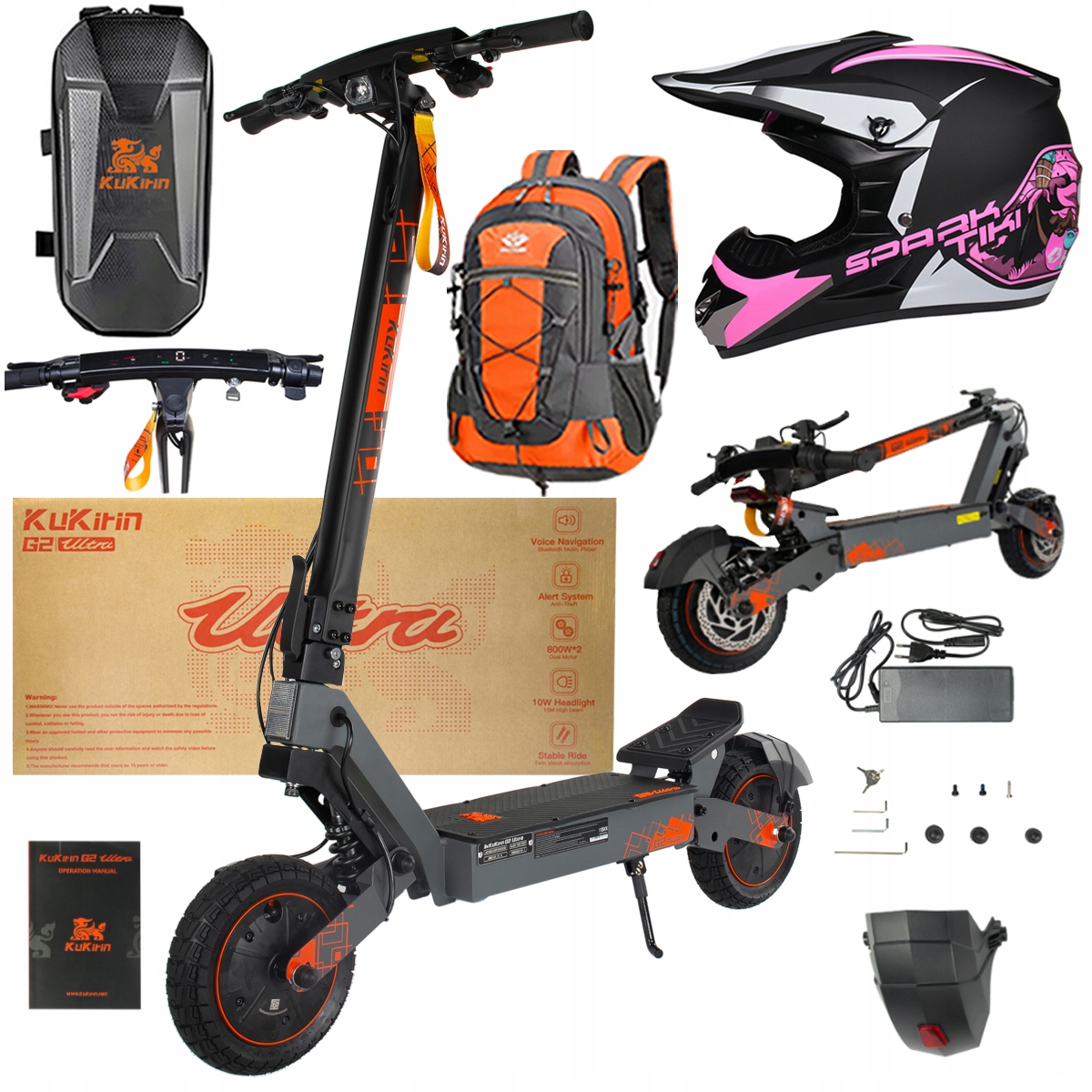 Kukirin G2 Ultra elektrické vozidlo 2000W 55km/h 55KM 48V18Ah 10" dárky
