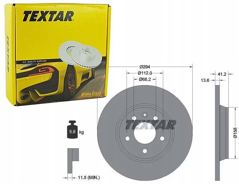 

Textar Tarcze Hamulcowe Tył 92098103