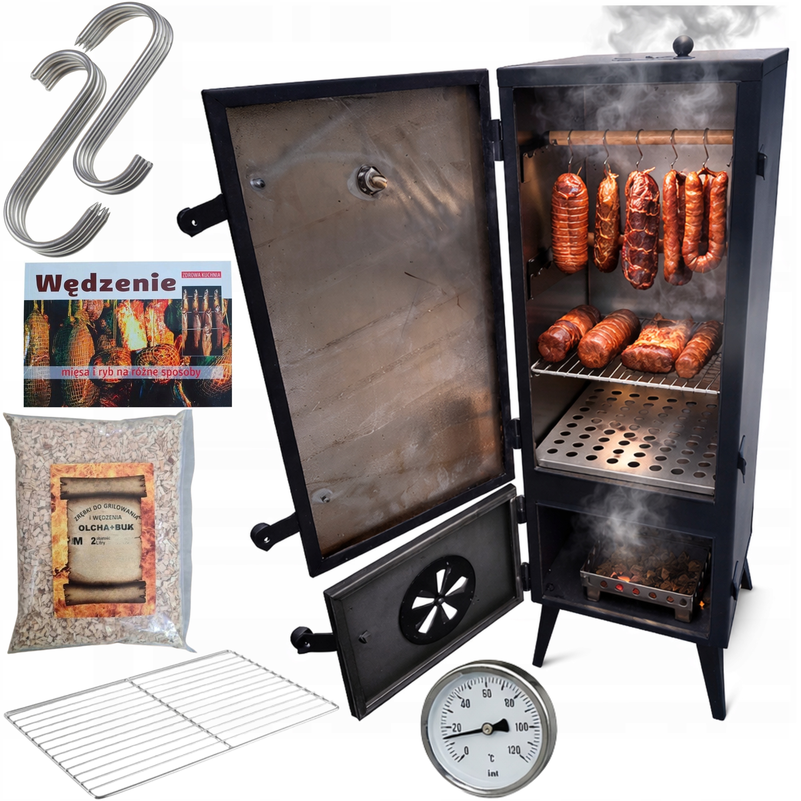 Udiareň Oceľová Kovová Záhradná Udiareň Čierna Kov Pevná Darčeky