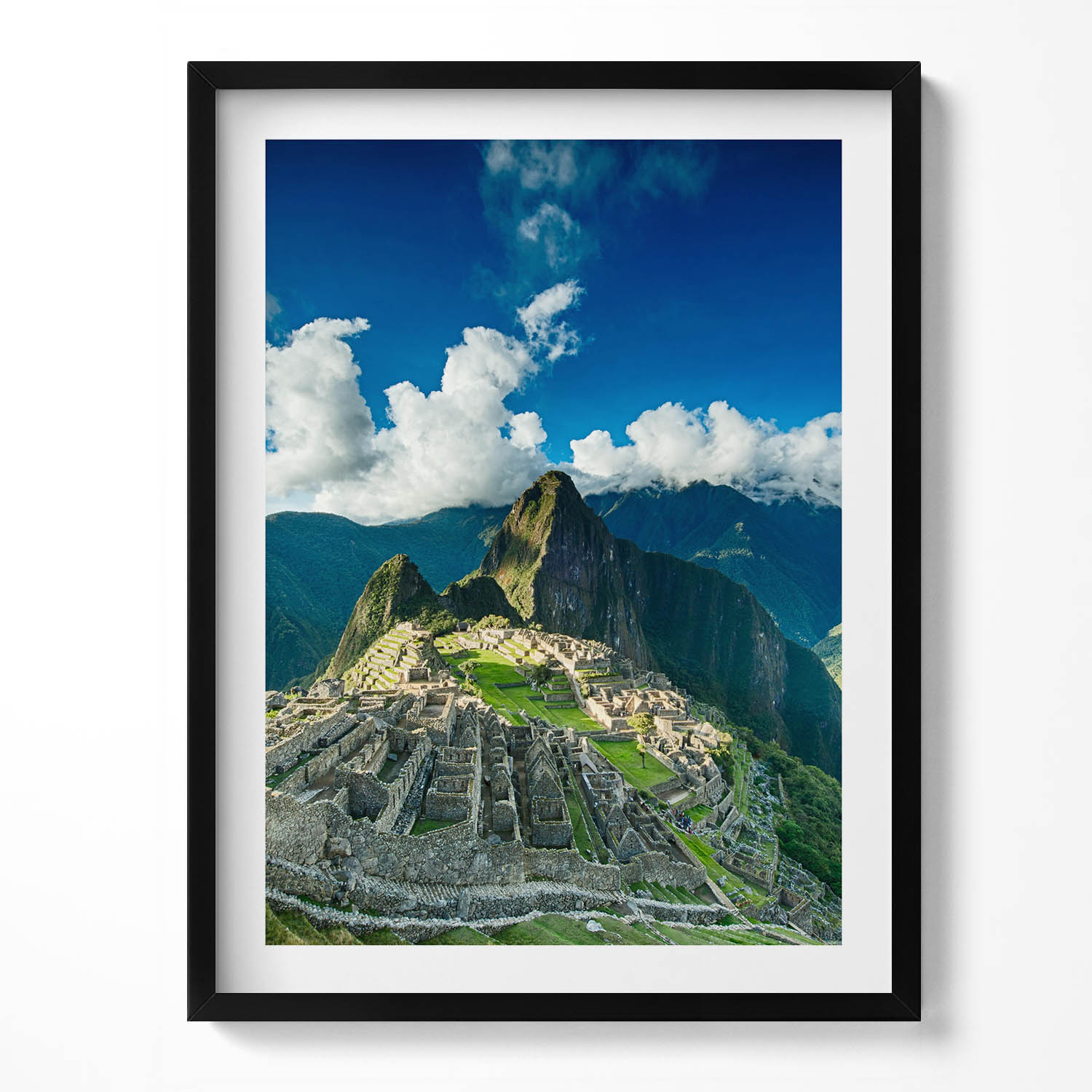 Dekorativní obraz v černém rámu do obývacího pokoje Pohled na Machu Picchu 60x80 cm