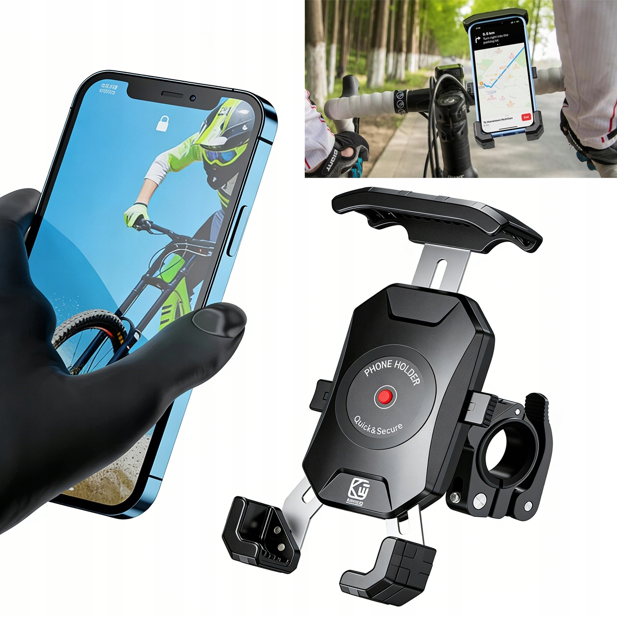 Uchwyt Rowerowy Na Telefon Do Roweru Motocyklowy Hulajnogi Wózka Mocny
