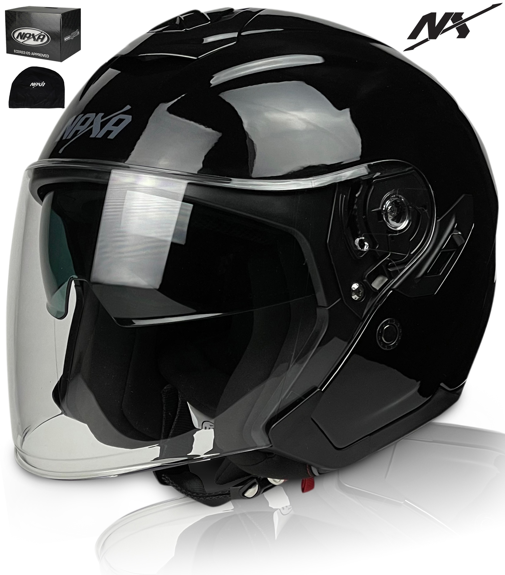 Naxa Otevřená Přilba Skuter Cruiser S28 vel. S |fiberglass|skleněné Vlákno|blenda