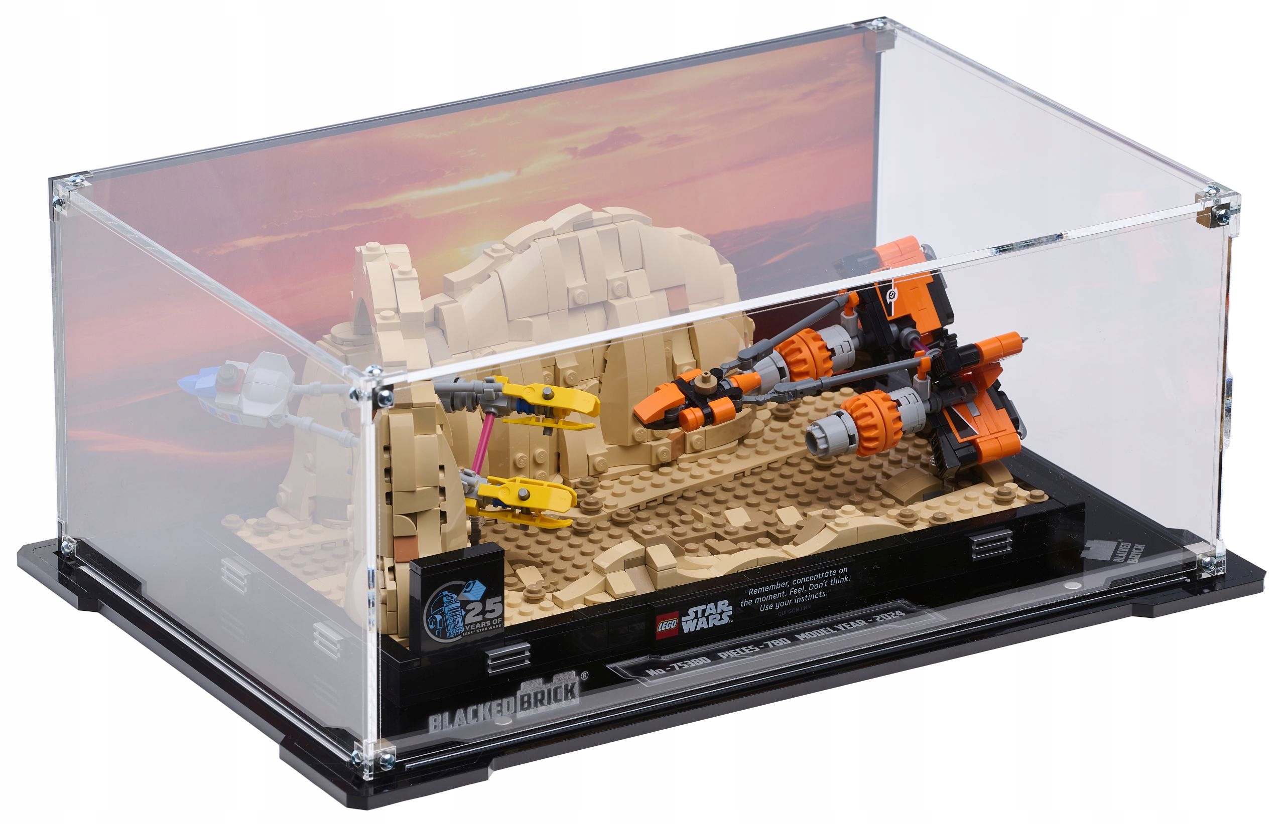 Vitrína s pozadím Blacked Brick pre Lego 75380 Star Wars Diorama: Mos Espa