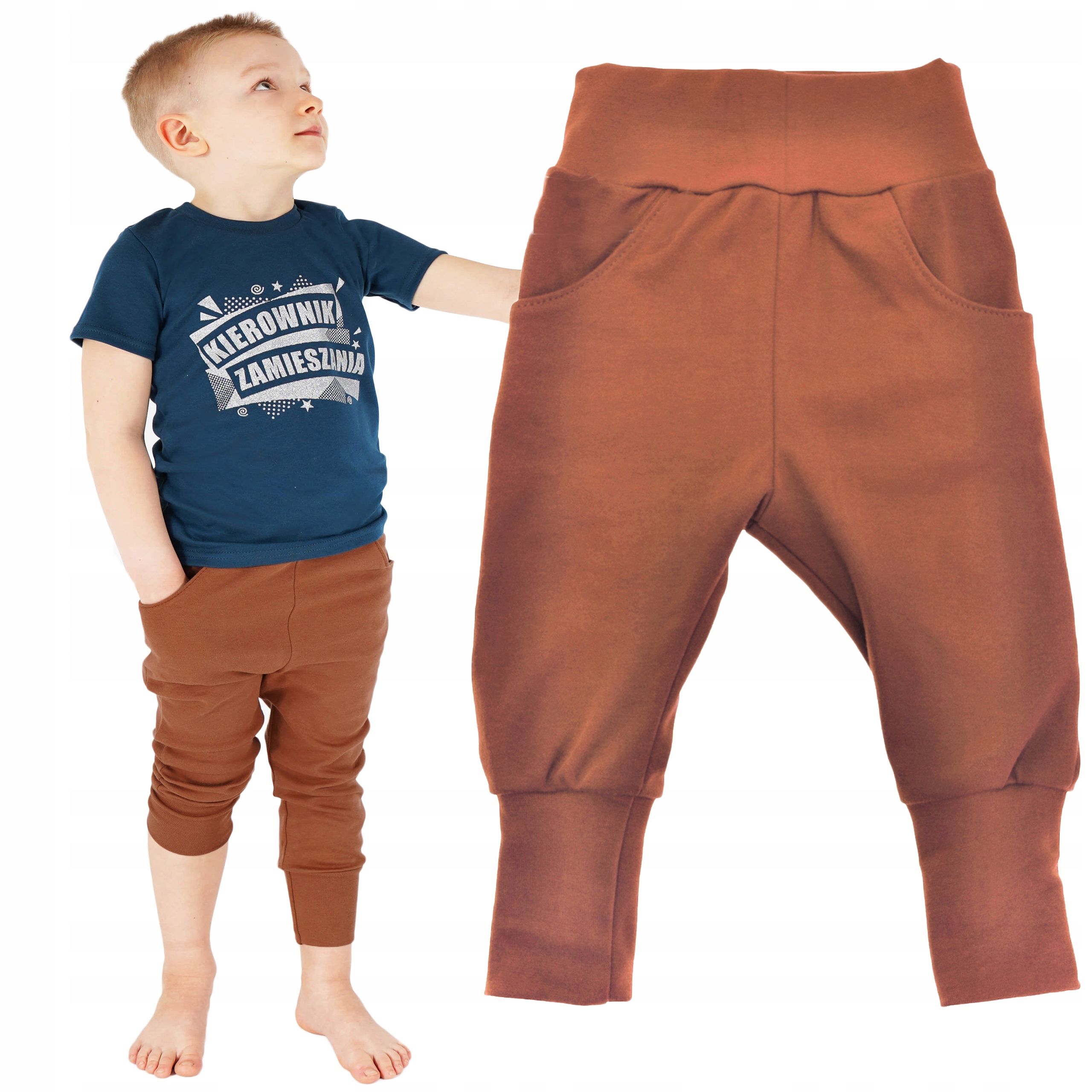 Brązowe spodnie chłopięce wiosna jesień 164 ROBIK Wiek dziecka 14 lat +