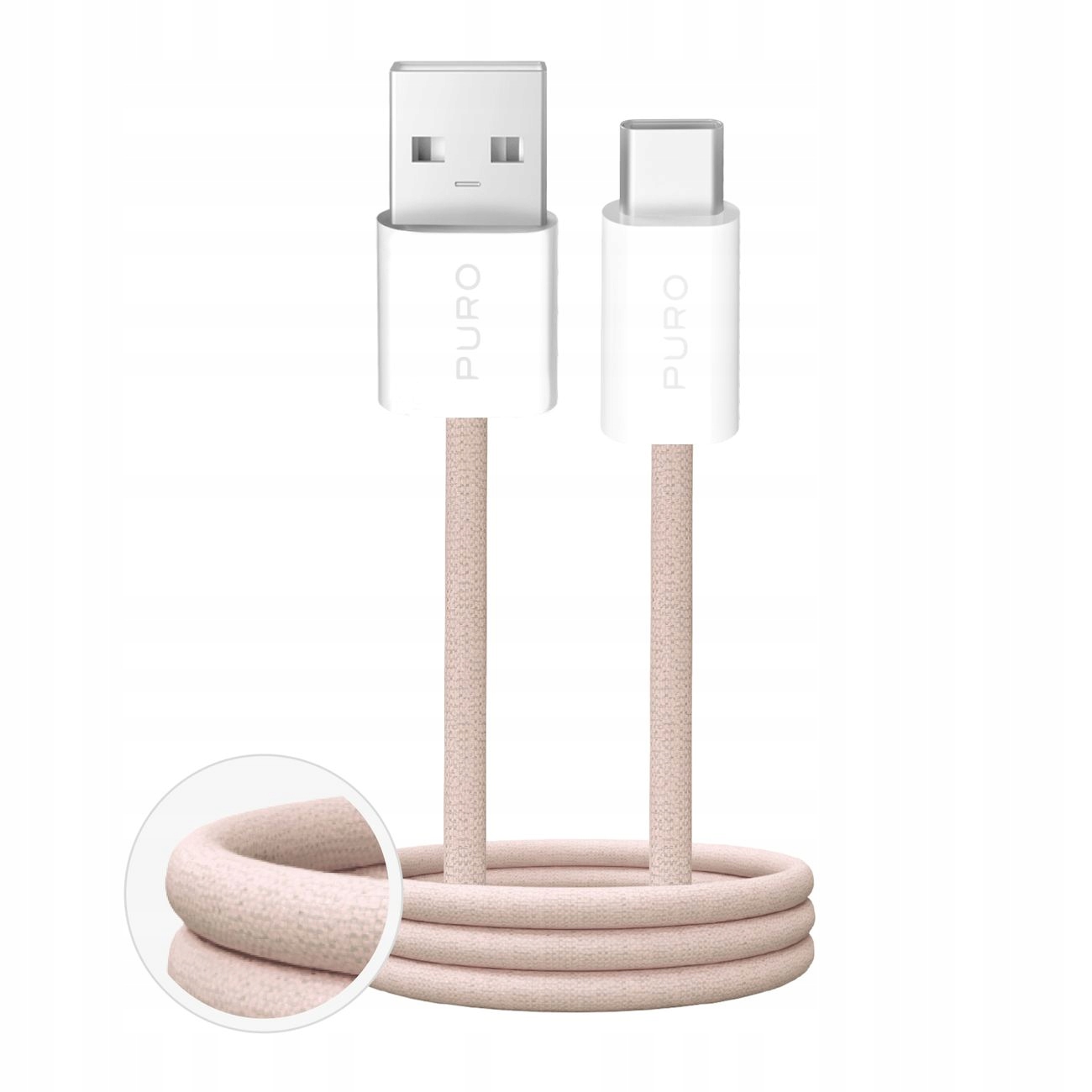 Kabel Usb-a Usb-c s opletem Fabrik 10W 1.5m béžový