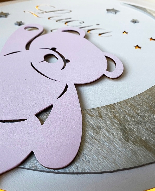 Lampka nocna Miś duża LED prezent dziecko imię Waga produktu z opakowaniem jednostkowym 1 kg