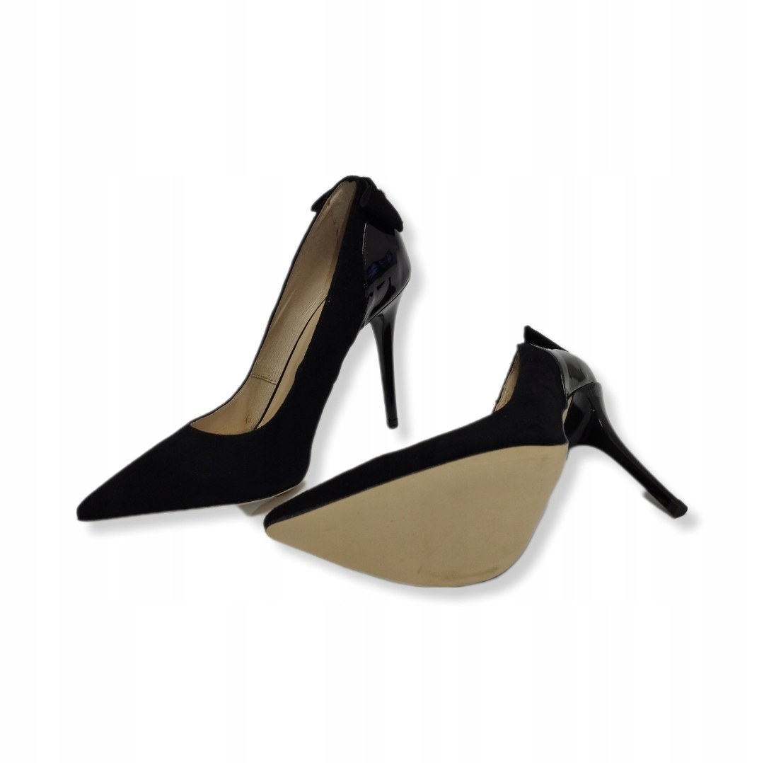 semišové lodičky Lizard 3576 Černý lak R39