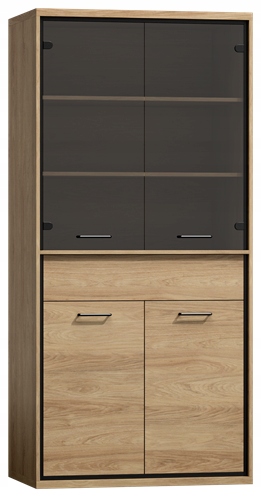 Witryna MEDIOLAN M3 Z LED BLAT natural hikora