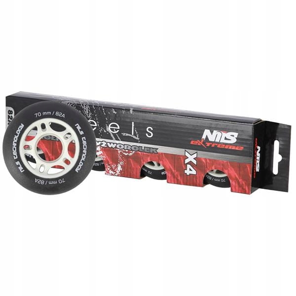 KÓŁKA PU 70x24 82A CZARNE MATOWE 4 szt. NILS EXTREME ZESTAW Kod producenta 5907695544091
