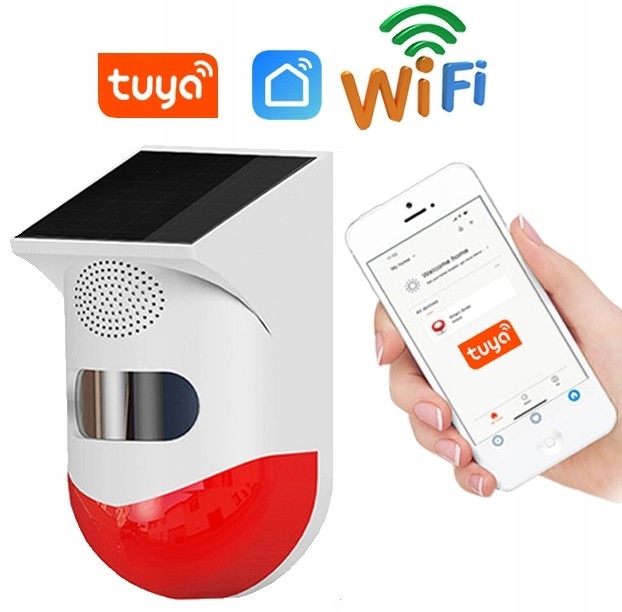 Solární Siréna Alarm 120DB Pir Senzor Tuya Smart WiFi