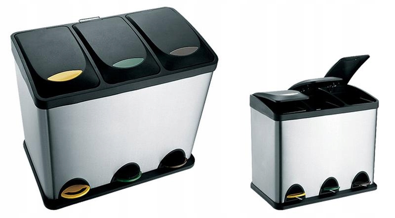 Levně Koš na odpadky nerez, na tříděný odpad, objem 24 l, 40 x 26,5 cm