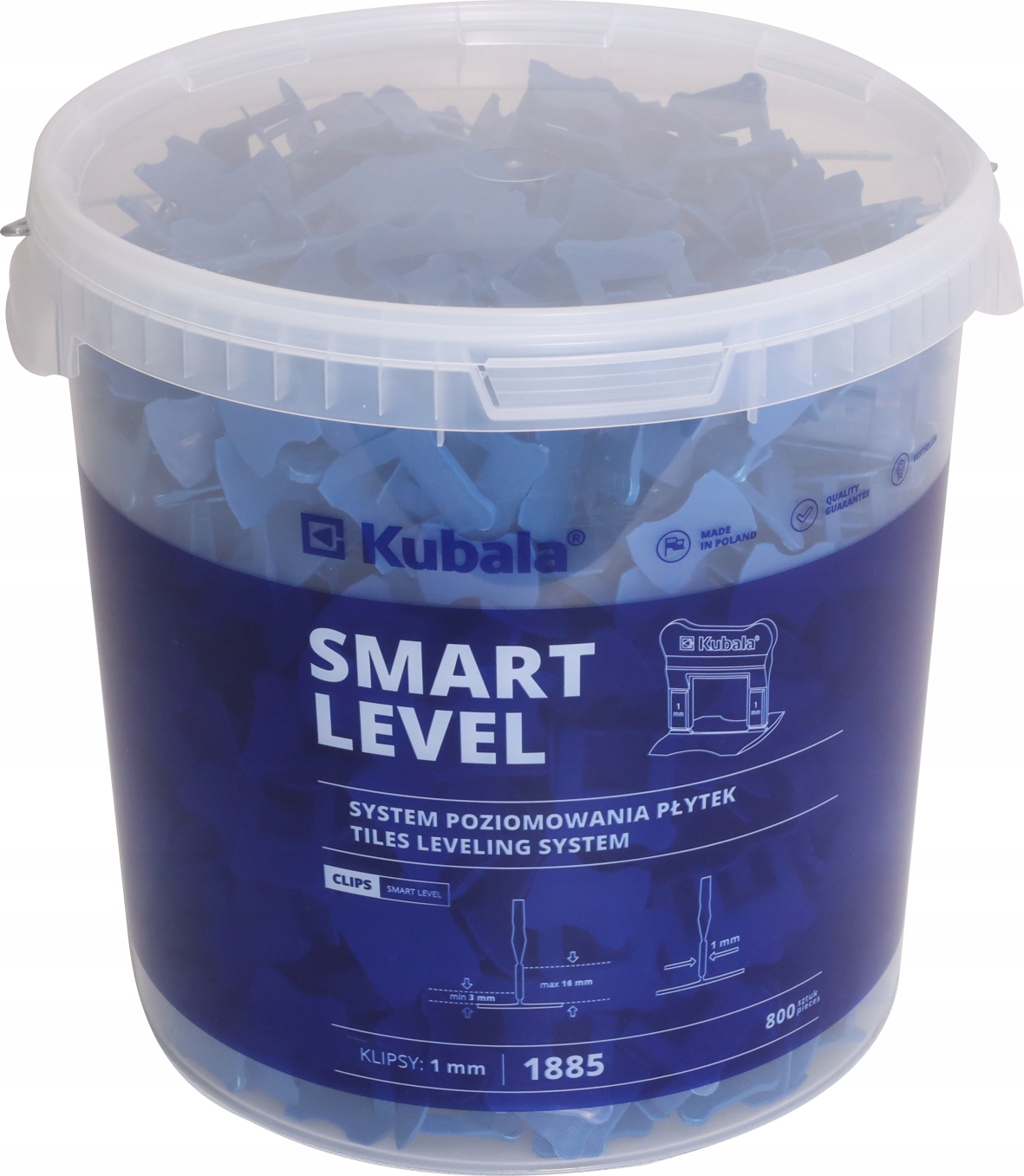 Klipy na vyrovnávanie dlaždíc 1 mm 800 ks vedro 20 l Kubala 1885