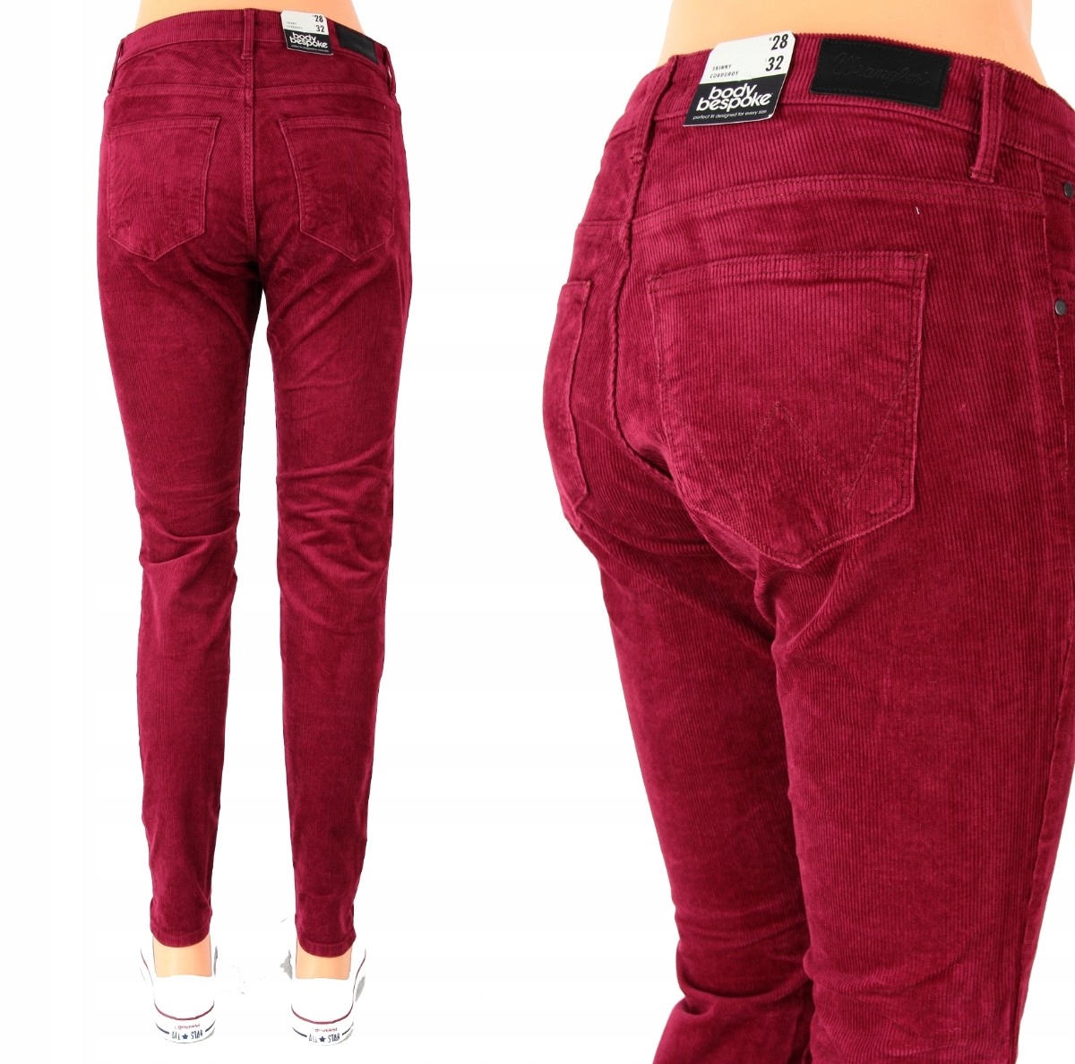 

Wrangler Skinny Jeansy Spodnie Sztruksy W28 L32