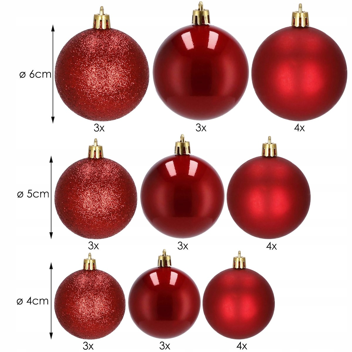 BOMBKI CHOINKOWE NA CHOINKĘ 30 szt ZESTAW 6/5/4 cm NIETŁUKĄCE PREMIUM Waga produktu z opakowaniem jednostkowym 0 kg