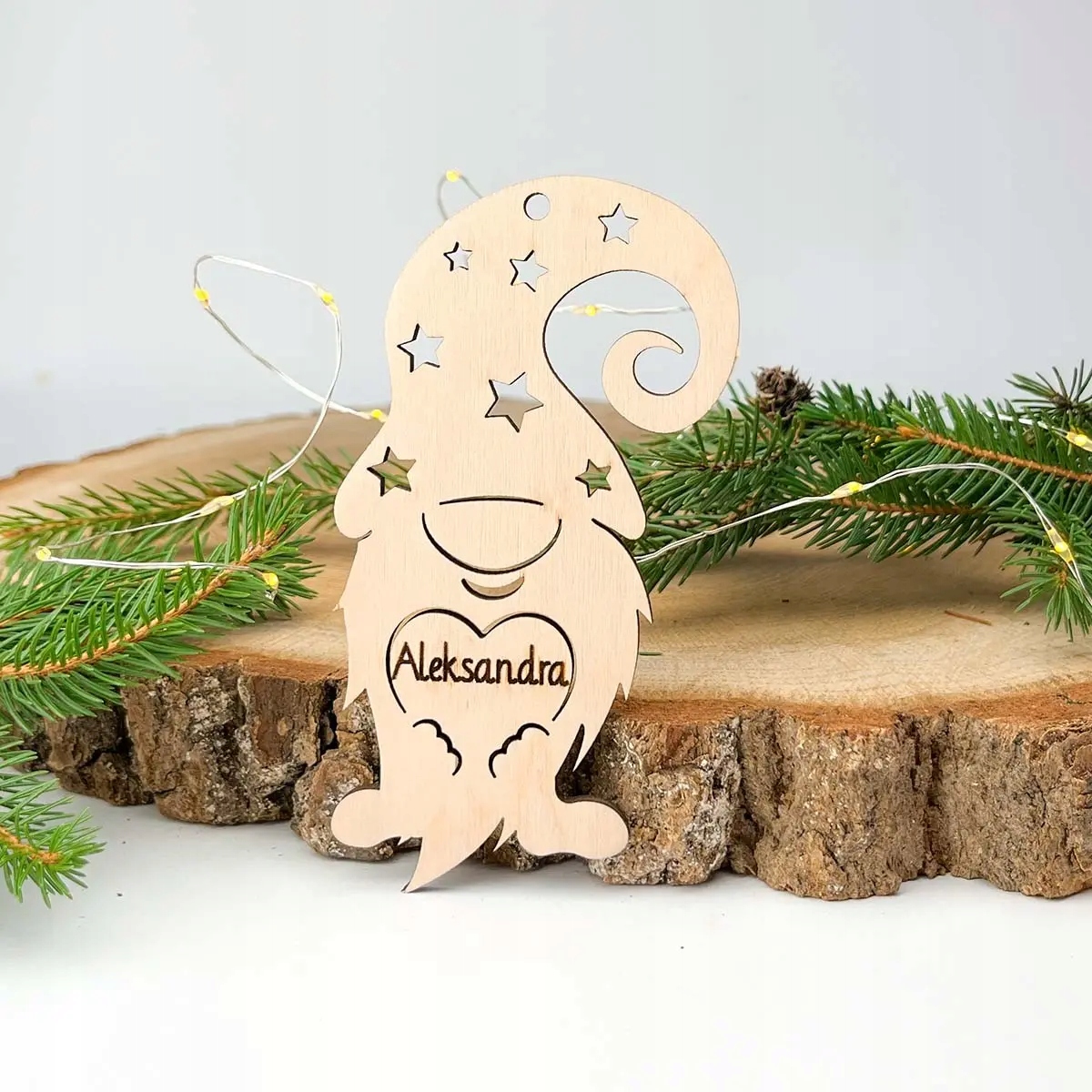 

Drewniana Bombka Z Imieniem na choinkę święta _022