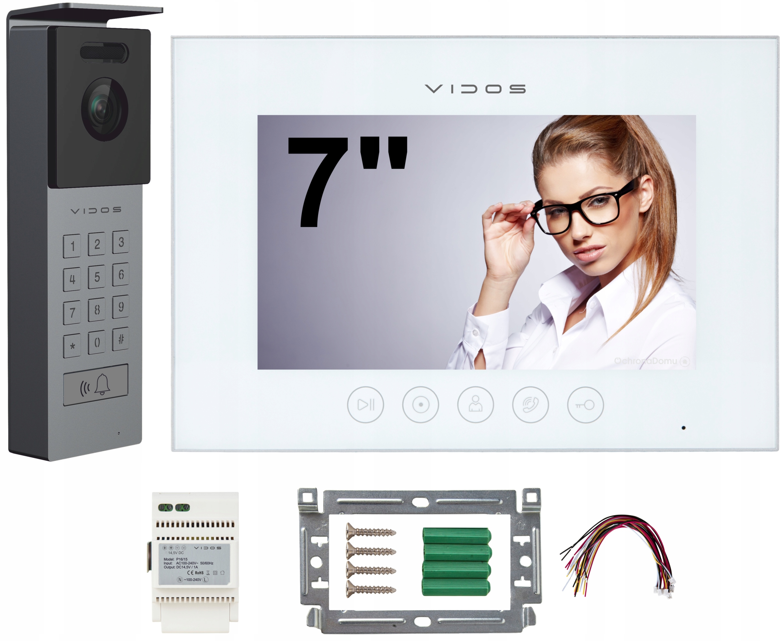 Zestaw wideodomofon FullHD 7'' M11W + S12D VIDOS X