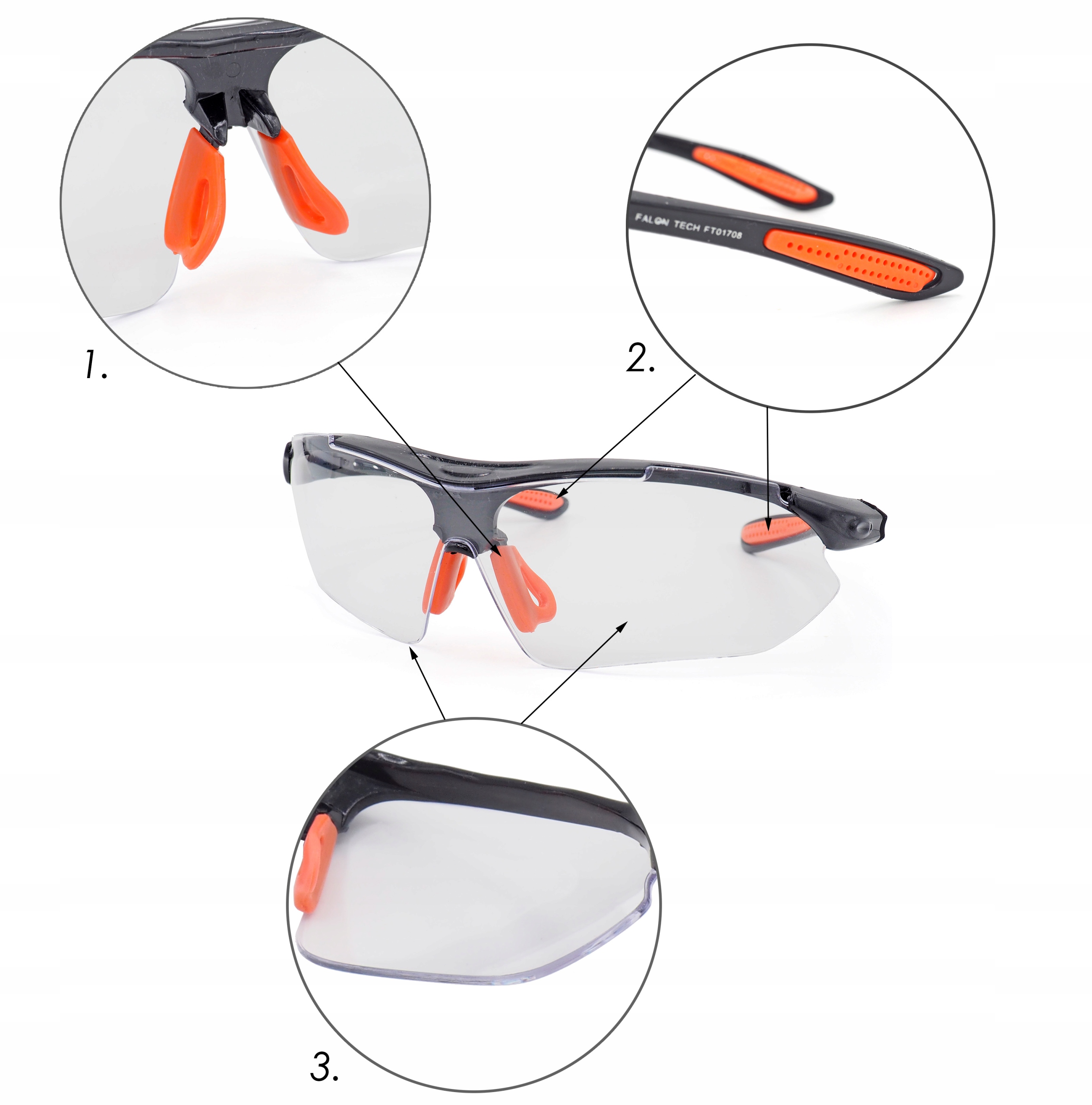 OKULARY OCHRONNE BHP BEZBARWNE OKULARY PRZECIWODPRYSKOWE GOGLE Marka Falon-Tech