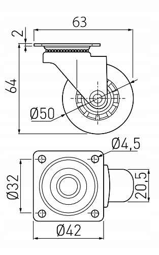 KÓŁKA MEBLOWE BRAZYLIA PRZEZROCZYSTE 50 MM MIX Marka GTV