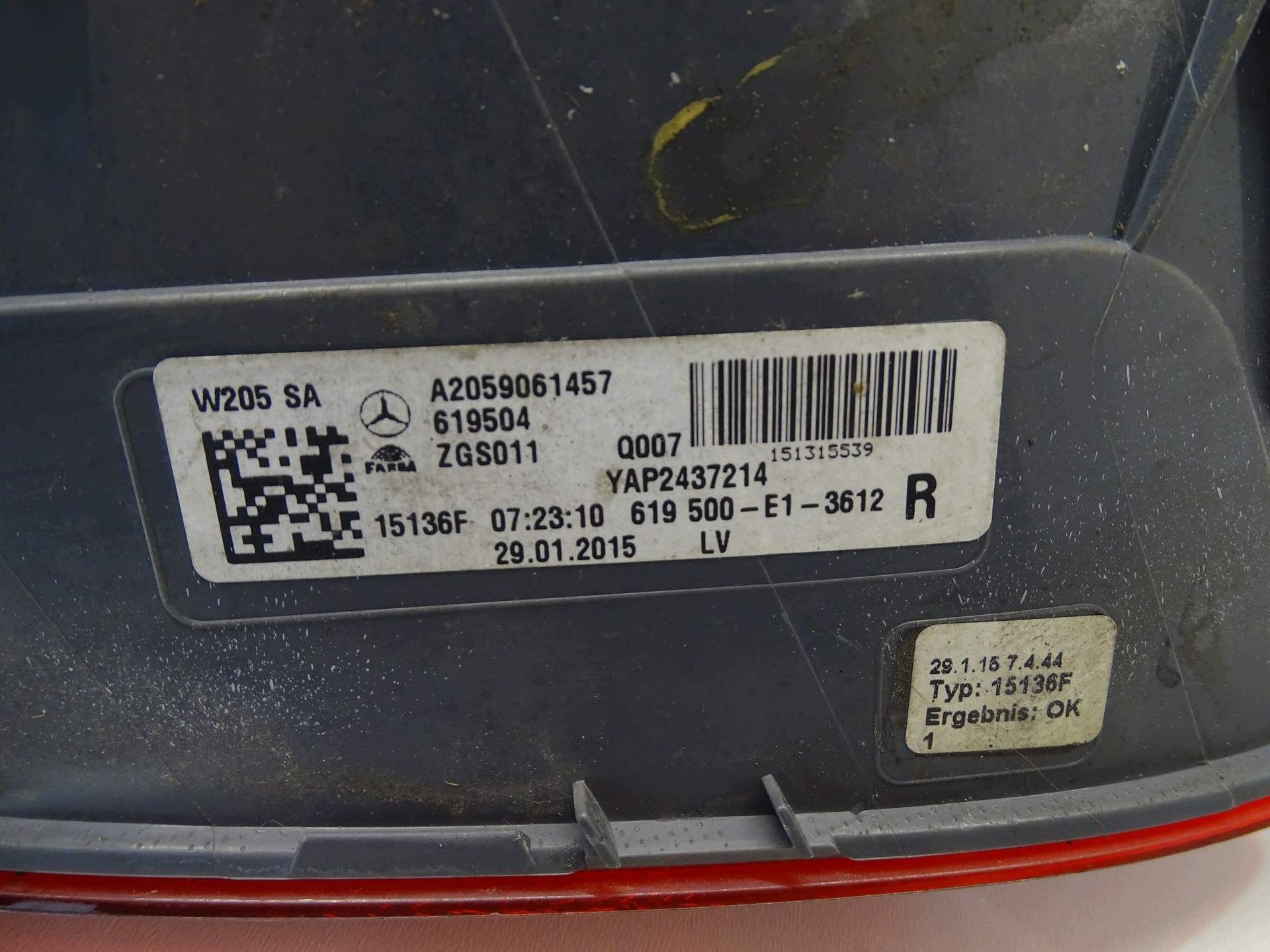 light left rear part rear LED MERCEDES C KLASA W205 A2059061457