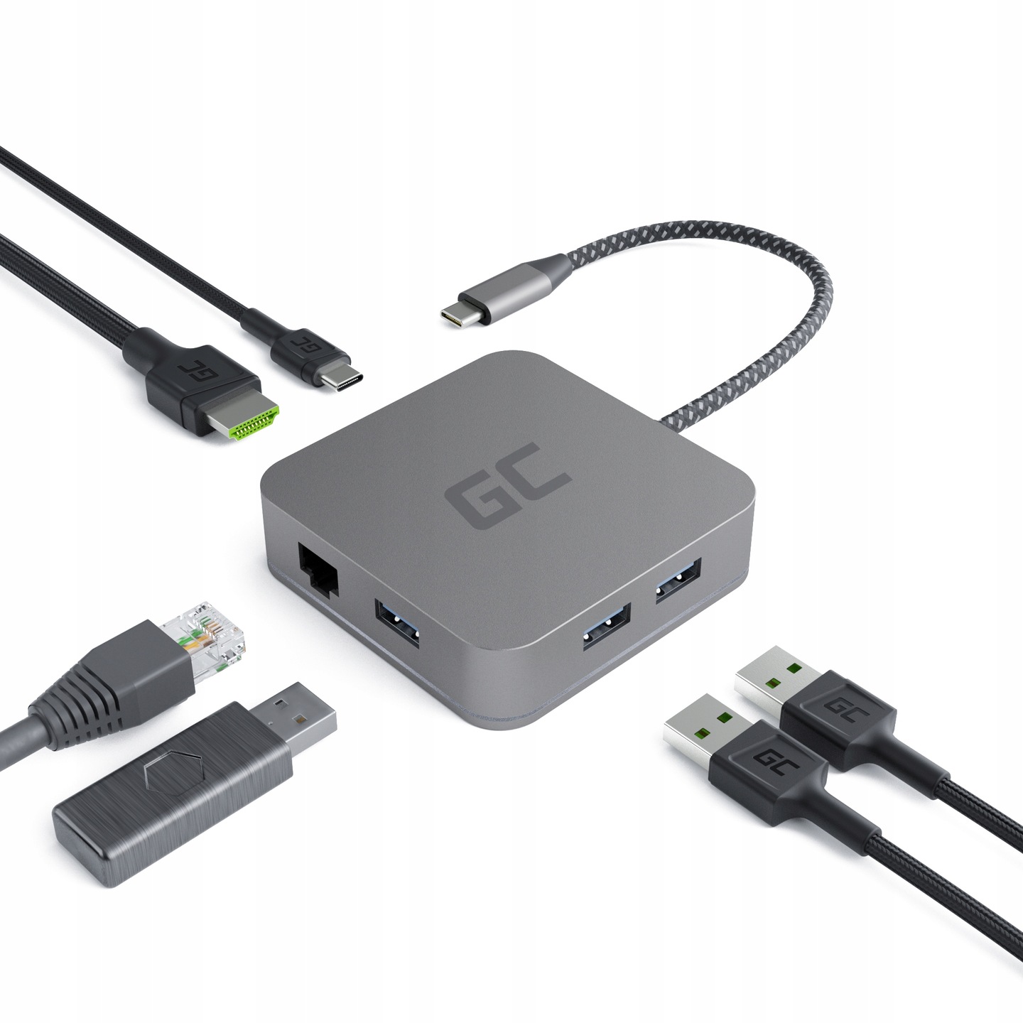 Usb-c Hub Adaptér 6v1 3x Usb 3.0 Usb C Ethernet Hdmi 4K Pro Macbook Pro