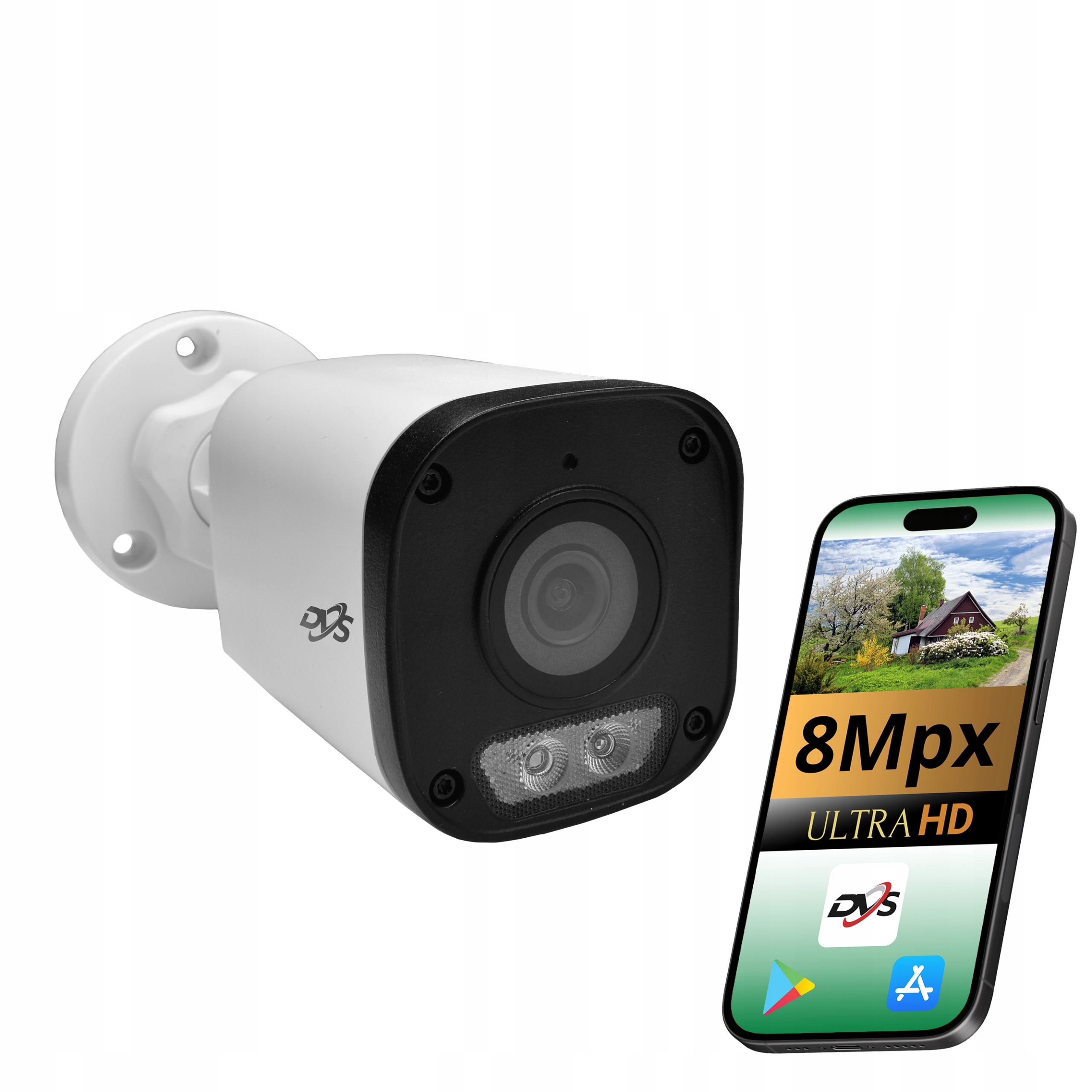 Vonkajšia Kamera Na Monitorovanie Domu 8MPX 4K Ip Poe Biela Tuba Dvs