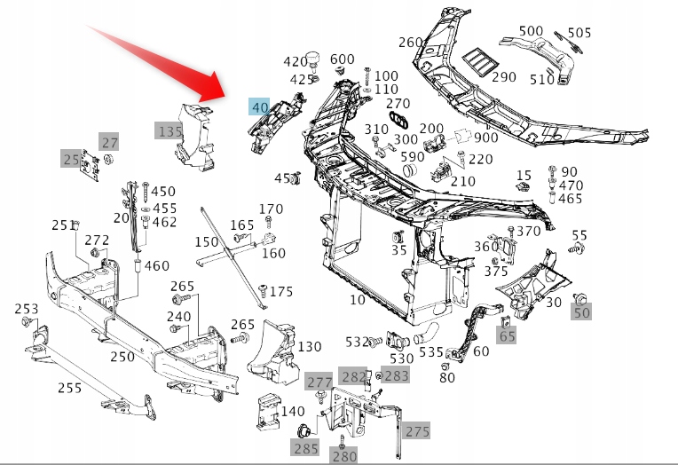 Rám lampy pravý Mercedes Gle C292 A2926200200
