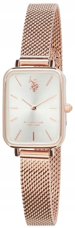 Elegantní Dámské Hodinky U.s. Polo Assn USP8291RG Malé Obdélníkové S Ocelovým Řemínkem (mesh) Dárkové Balení