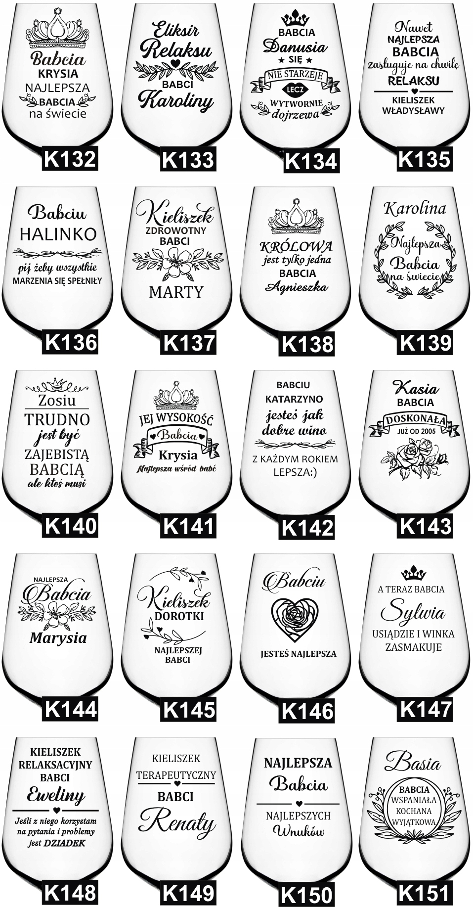 KIELISZEK do wina z grawerem XXL na dzień MAMY Matki WZORY NA KAŻDĄ OKAZJĘ Pojemność 530 ml