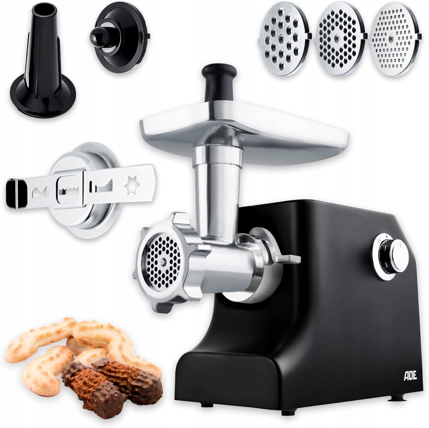 Maszynka do mięsa nasadka do wypieków i 3 tarcze perforowane 2000 W