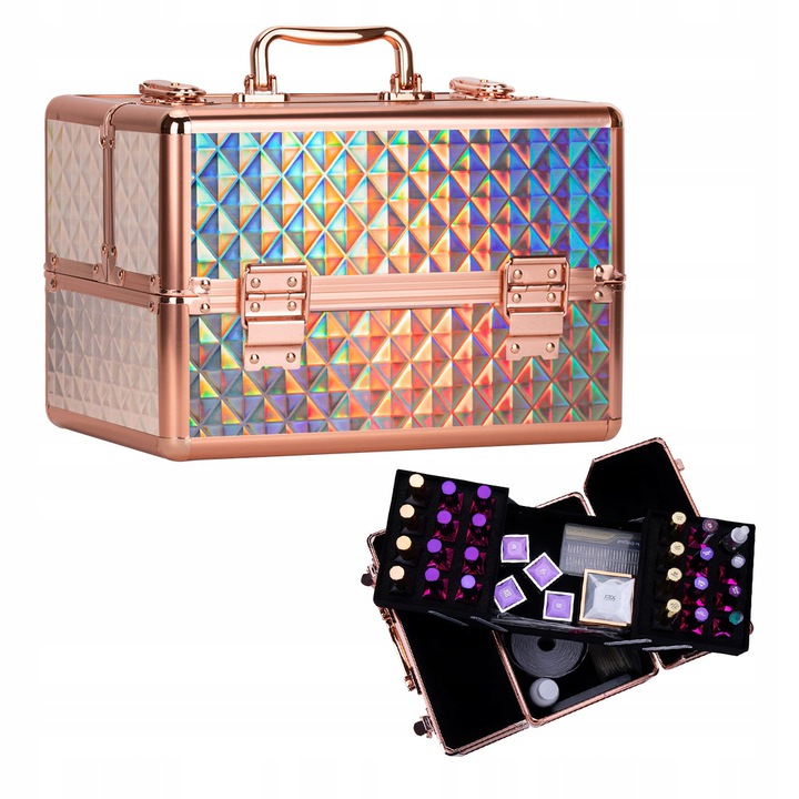 KUFEREK NA KOSMETYKI LAKIERY HYBRYDY WALIZKA ORGANIZER KOSMETYCZNY M