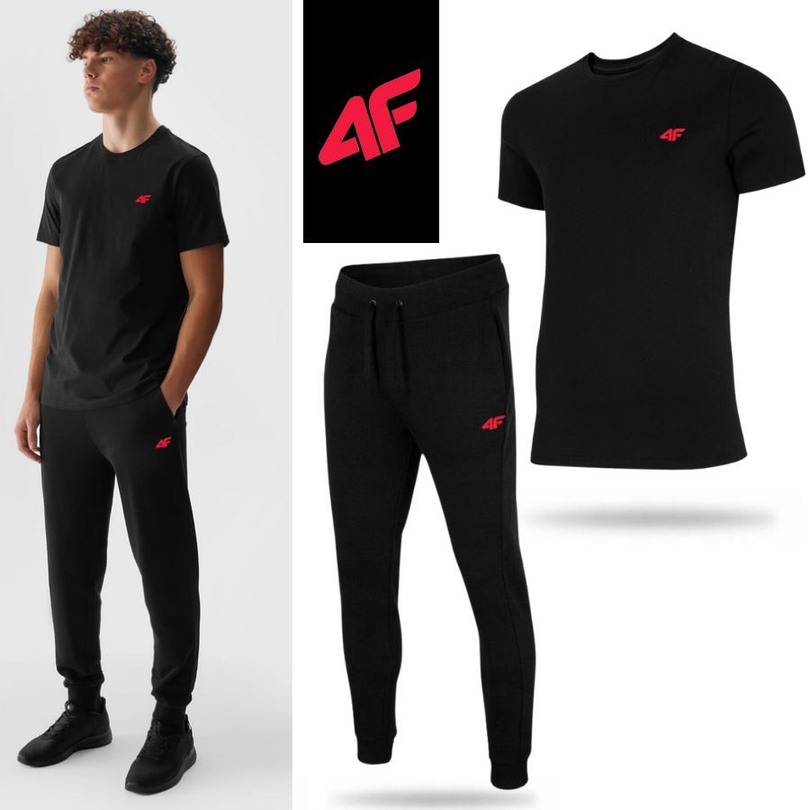 ZESTAW KOSZULKA MĘSKA 4F T-SHIRT SPODNIE DRESOWE KOMPLET SPORTOWY