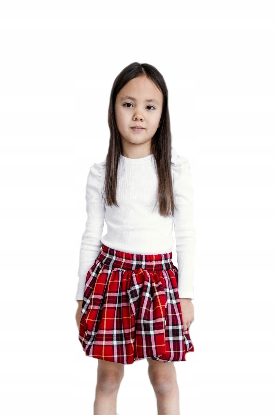 Biała bluzka z bufkami prążek All For Kids 116 122