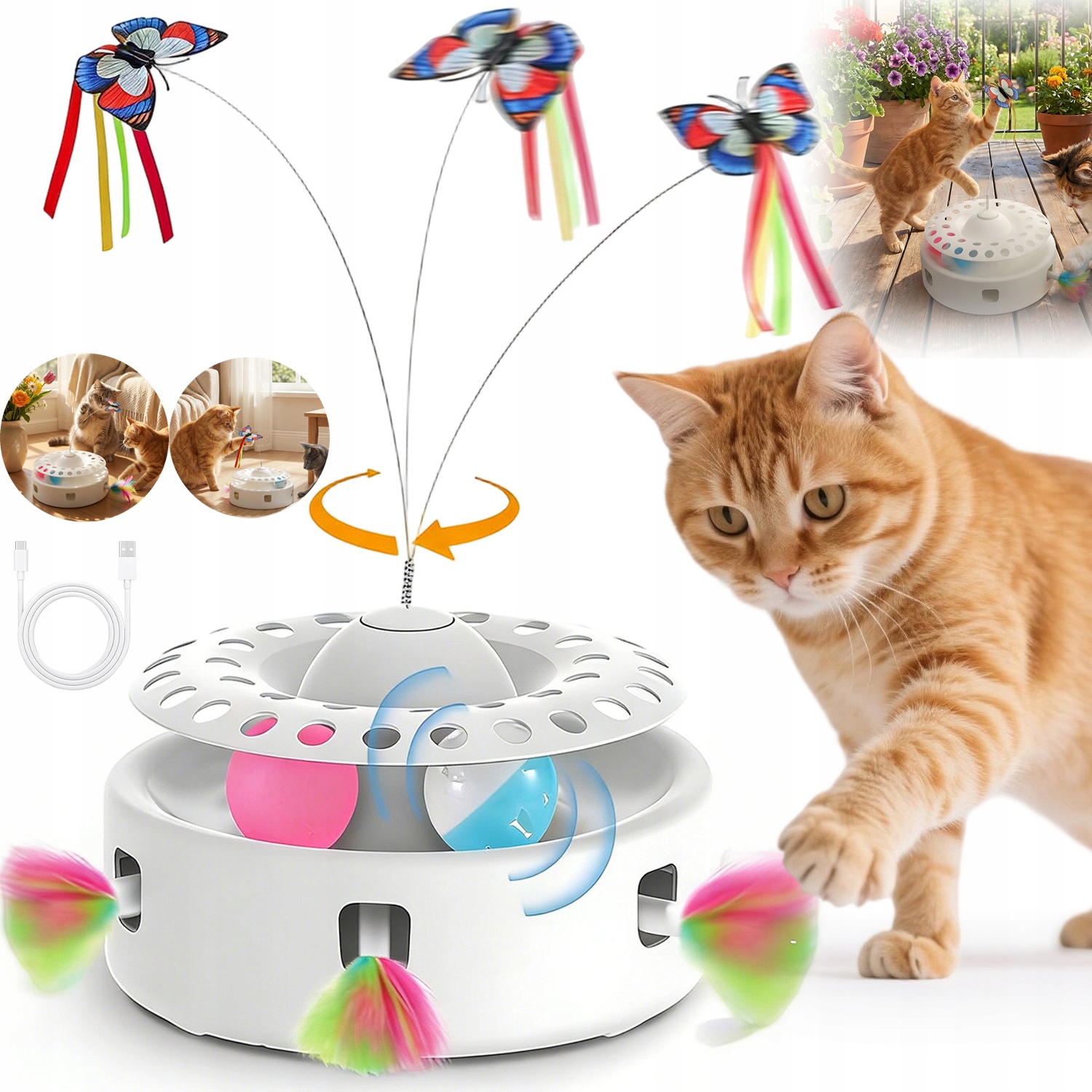 Elektronická Hračka Pro Kočky S Peřím Automatická Dárek Pro Zvíře