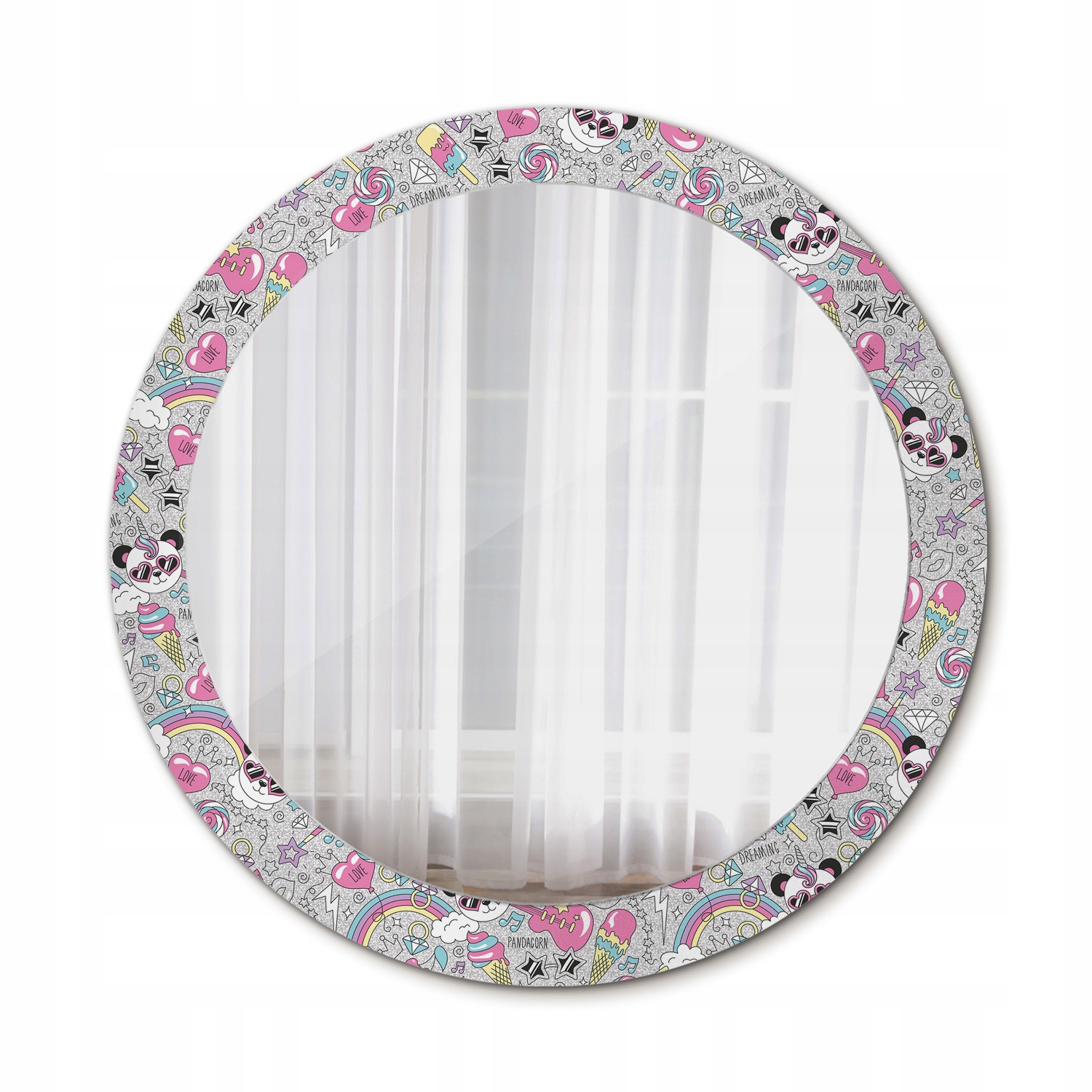 Zrkadlo do kúpeľne Glamour Panda jednorožec 80 cm