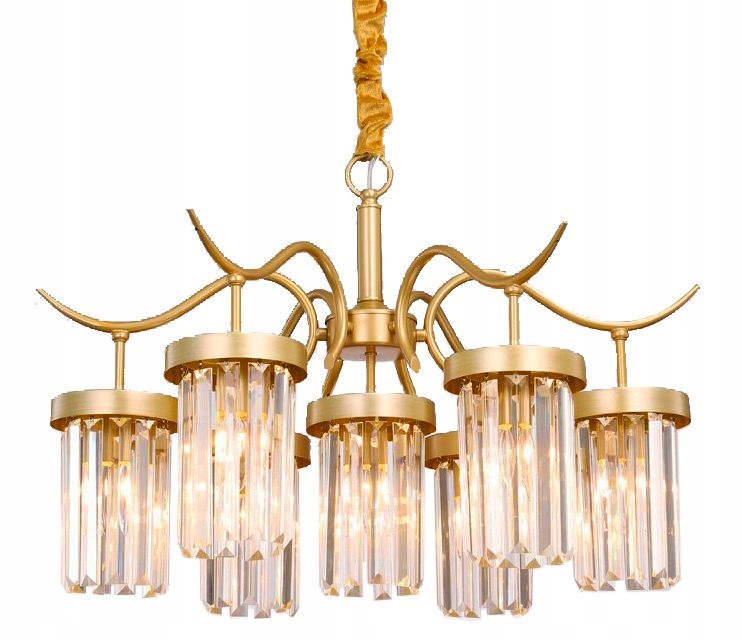 

Lampa Sufitowa Wisząca Metal Kryształ Złota 7xE27