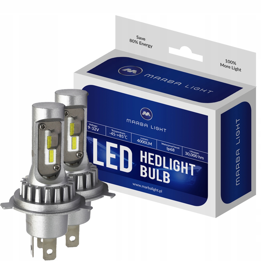 Led Žárovky H4 1do1 Marba Homologace E9 4000LM