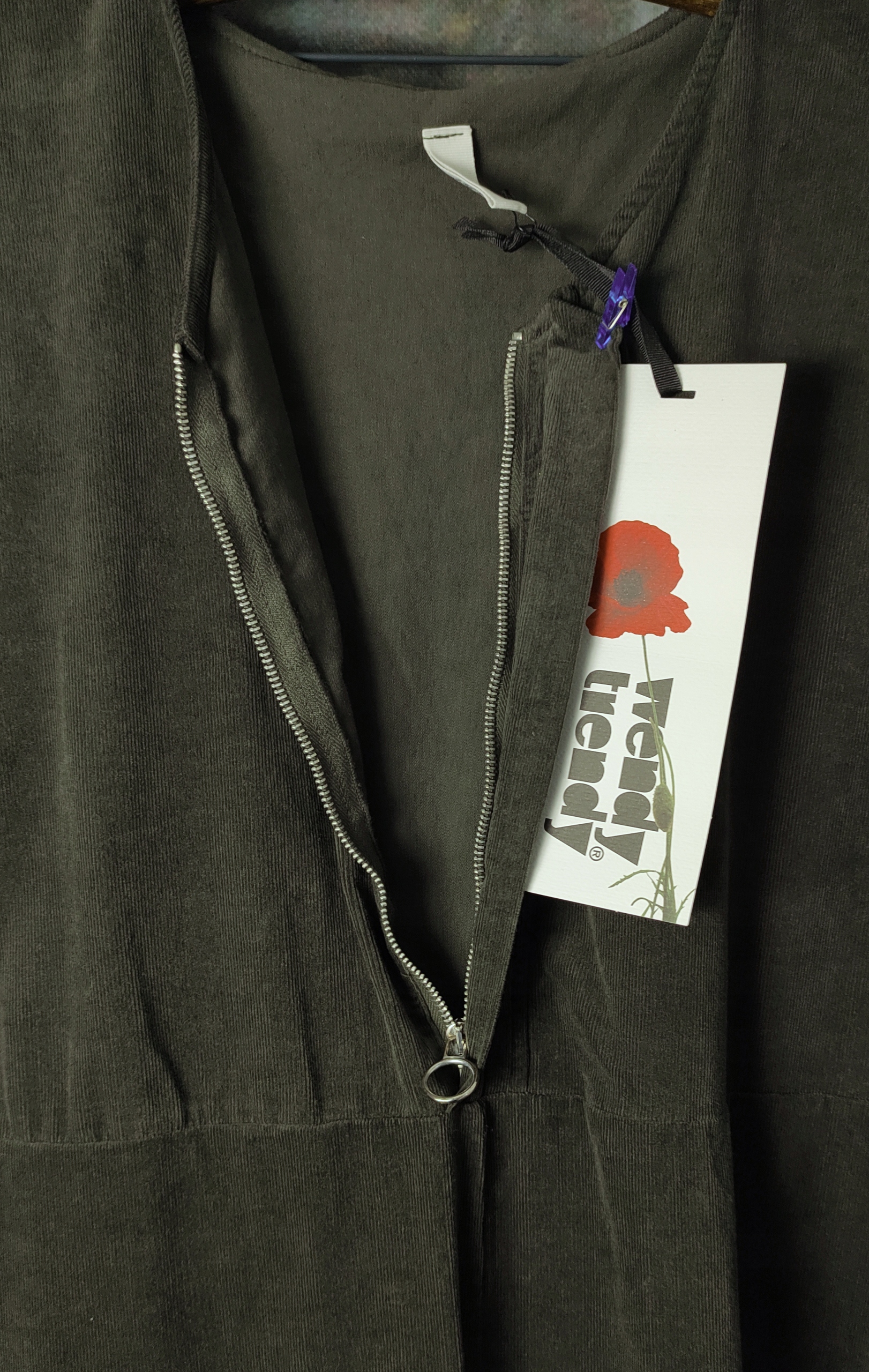 KOMBINEZON WENDY TRENDY BAWEŁNIANY SZTRUKSOWY SZWEDY Z PELERYNKĄ FANGO Zapięcie zamek