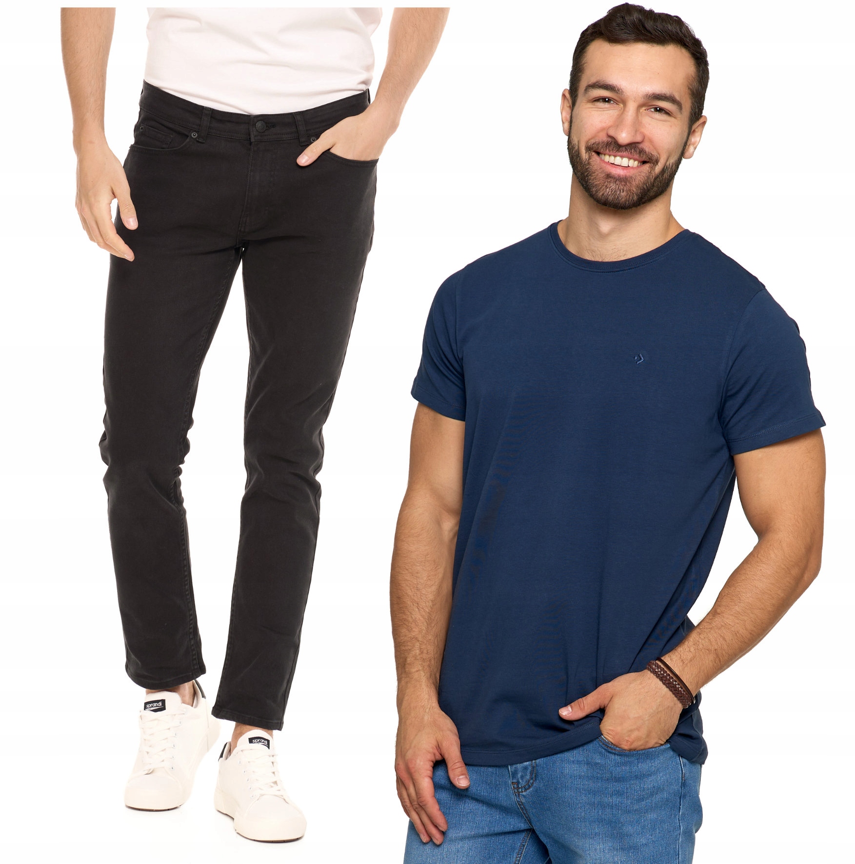 Set Pánské Tričko T-shirt Tmavě Modré 3XL Džíny Černé 36 Casual Moraj