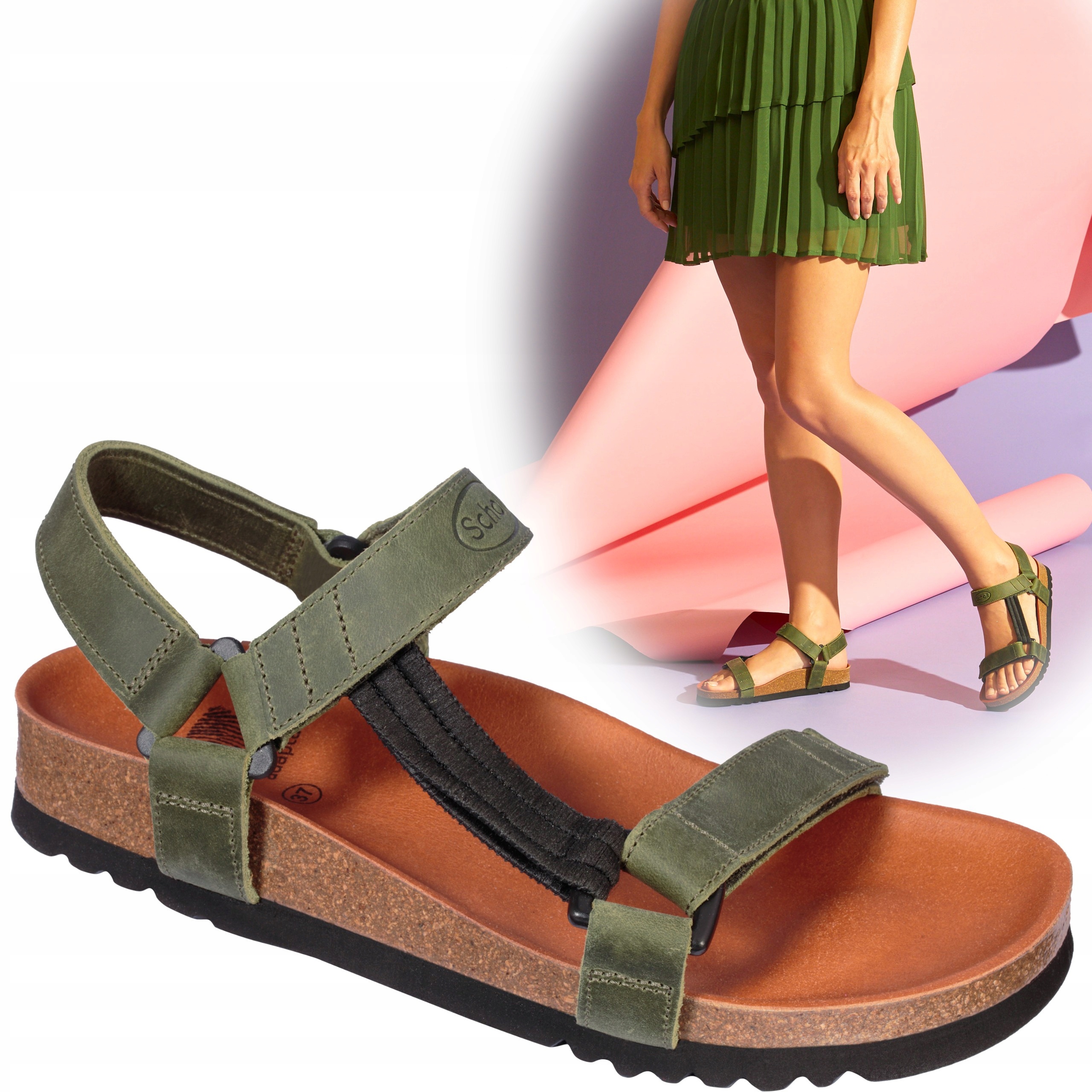 

Scholl Heaven Sandały Zdrowotne roz39 Oliwkowy