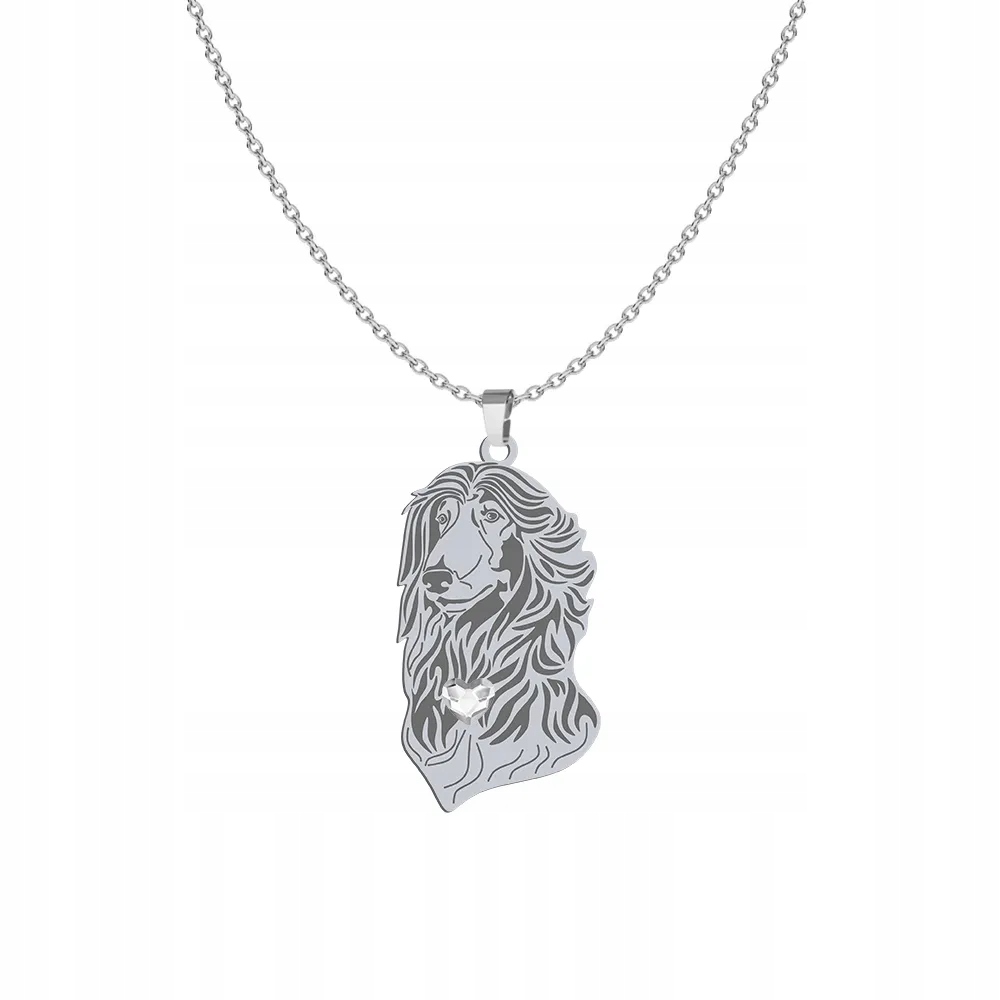 Stříbrný náhrdelník z Afghan Hound 925 Šperky Gravírování Dedikace Bonus