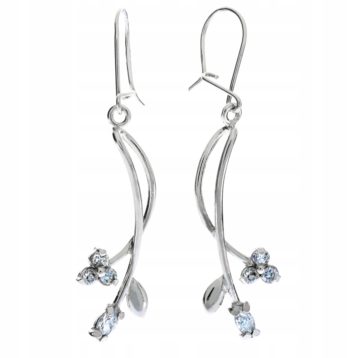 Jemné Stříbrné Závěsné Náušnice S Květinami Ryzost 925