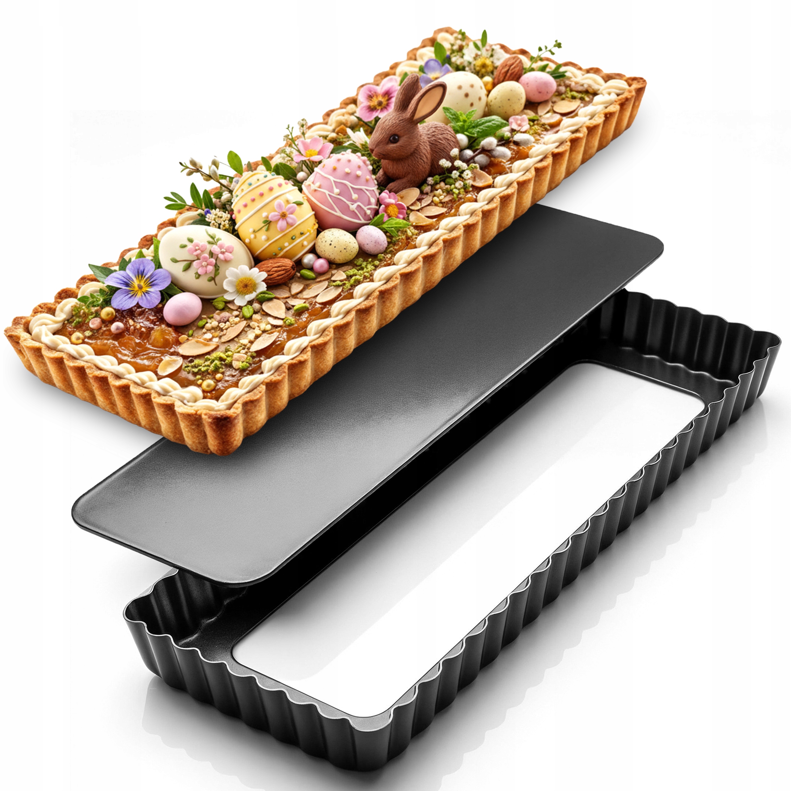 FORMA DO MAZURKA TARTY prostokątna BLACHA DO PIECZENIA wyjmowane dno 35cm