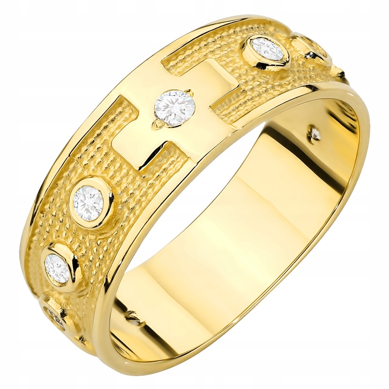 Krásný Zlatý Prstýnek pr. 585 Prsten růženec se zirkony 14k vel. 12