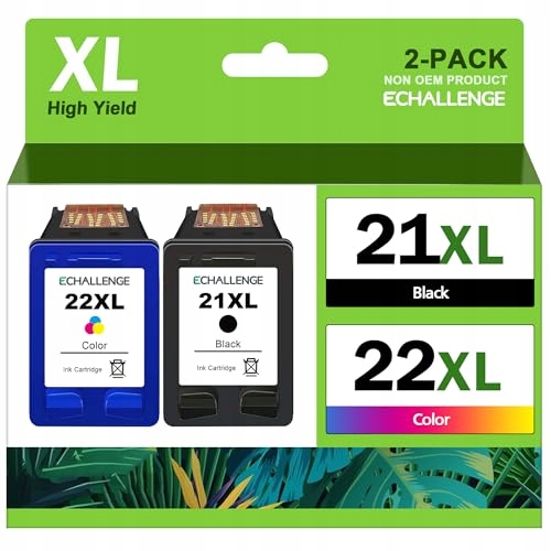 ECHALLENGE 21XL 22XL Tusze Kompatybilne HP PSC DeskJet OfficeJet 2 Sztuki