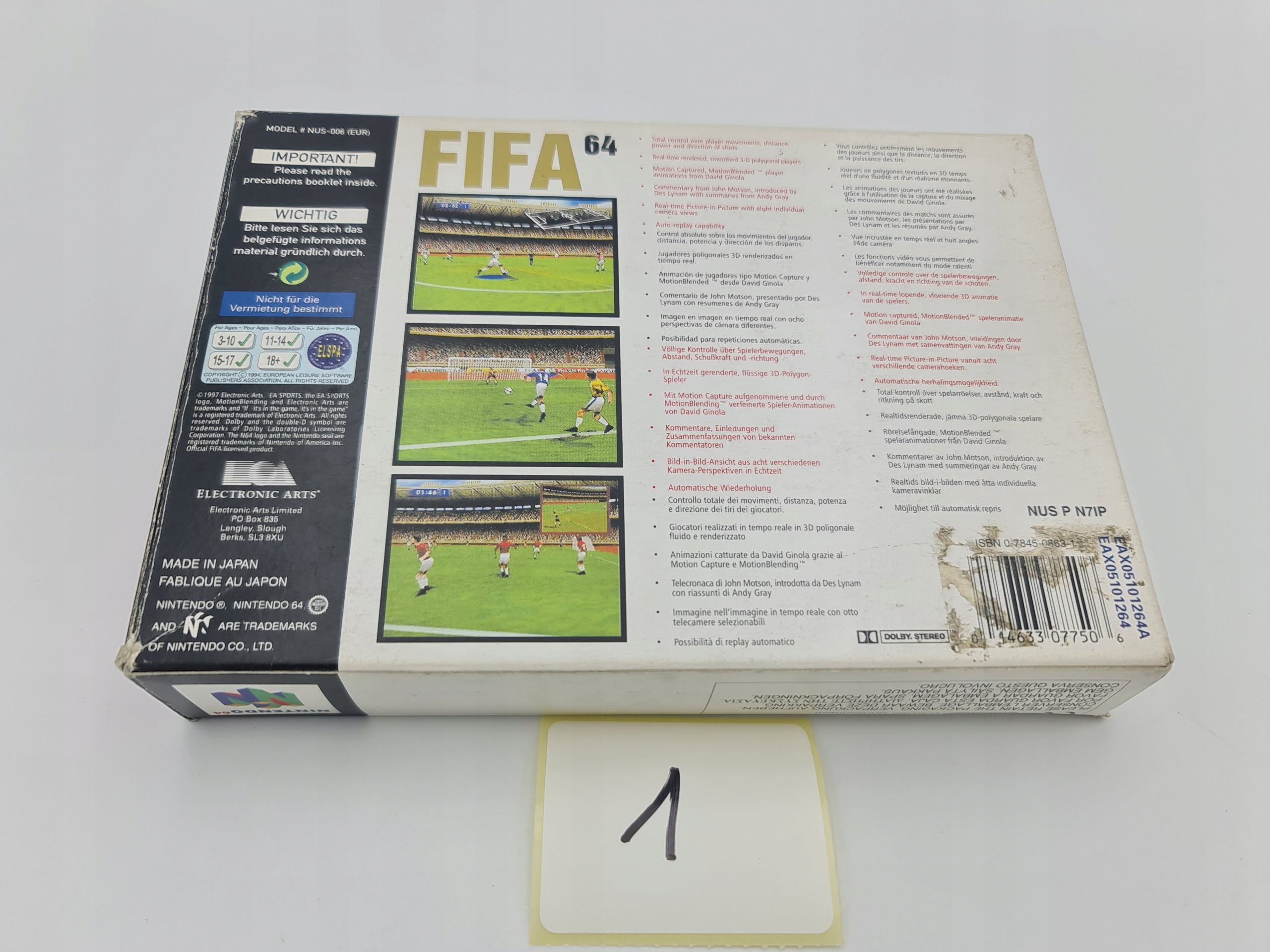NINTENDO 64 FIFA 64 KARTON BOX Platforma Nintendo 64