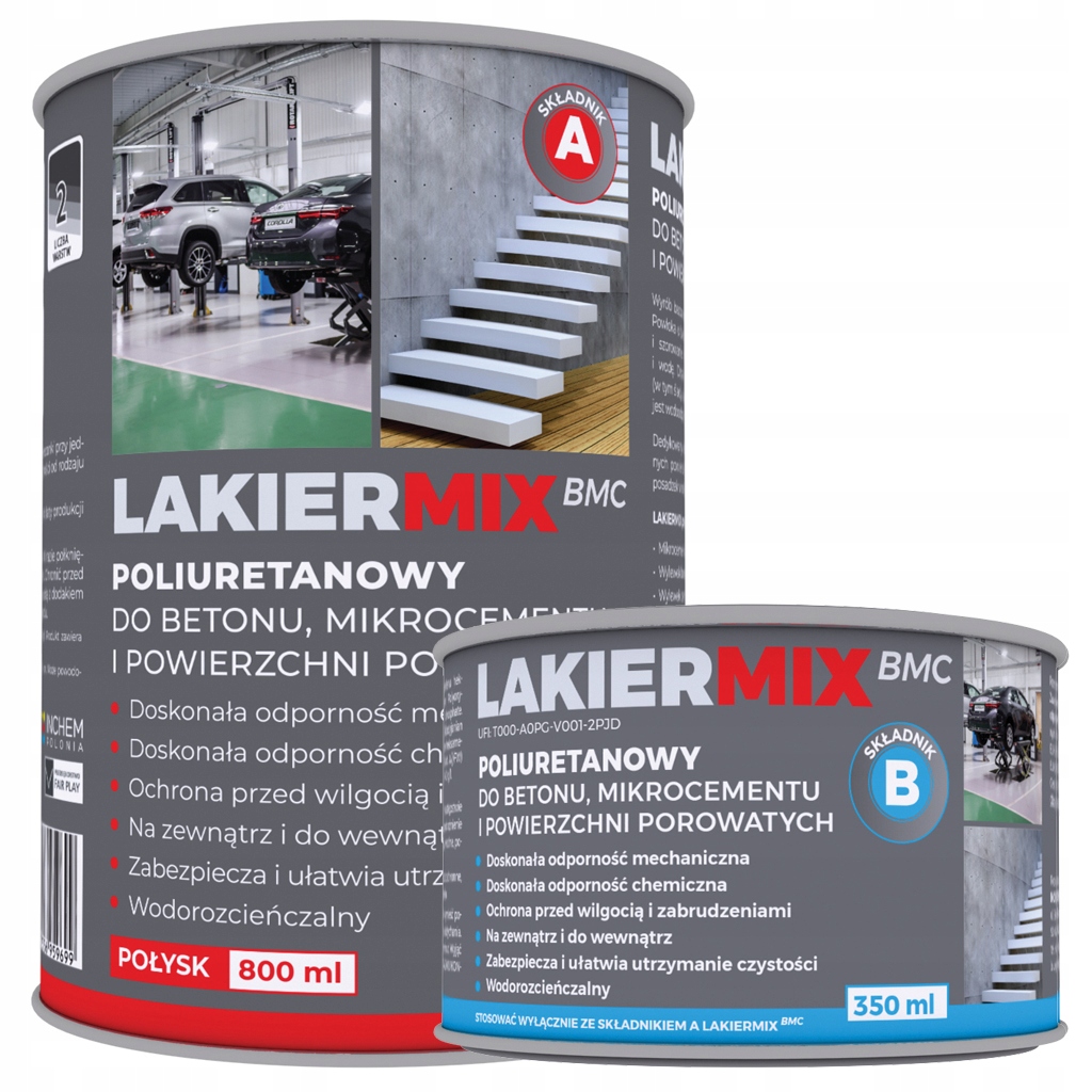 Lakier poliuretanowy 800 ml połysk do betonu wylewek posadzek betonowych