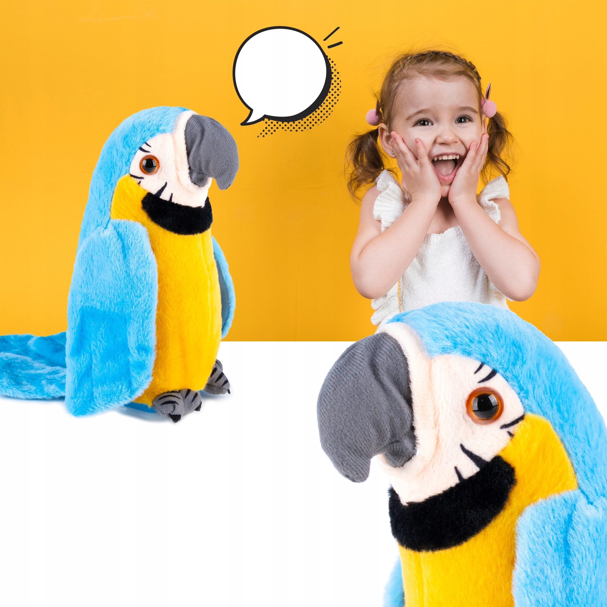 PAPUGA INTERAKTYWNA PLECIUGA GADAJĄCA POWTARZA MÓWI RUSZA SIĘ Język polski